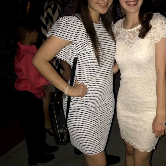 Calvin Klein Ruffled Polka Dot Formal Mini Dress - Picture 2 of 2